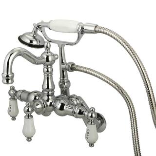 Kingston Brass Victorian Adjustable Center 3-Handle Claw Foot Tub Faucet with Handshower in Chrome HCC1304T1