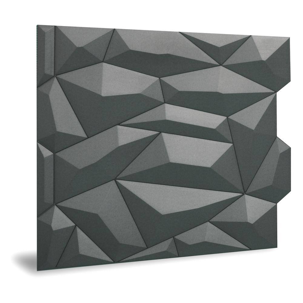 INNOVERA DECOR BY PALRAM 24'' x 24'' Glacier PVC Seamless 3D Wall Panels in Smoked Gray 9-Pieces 705501