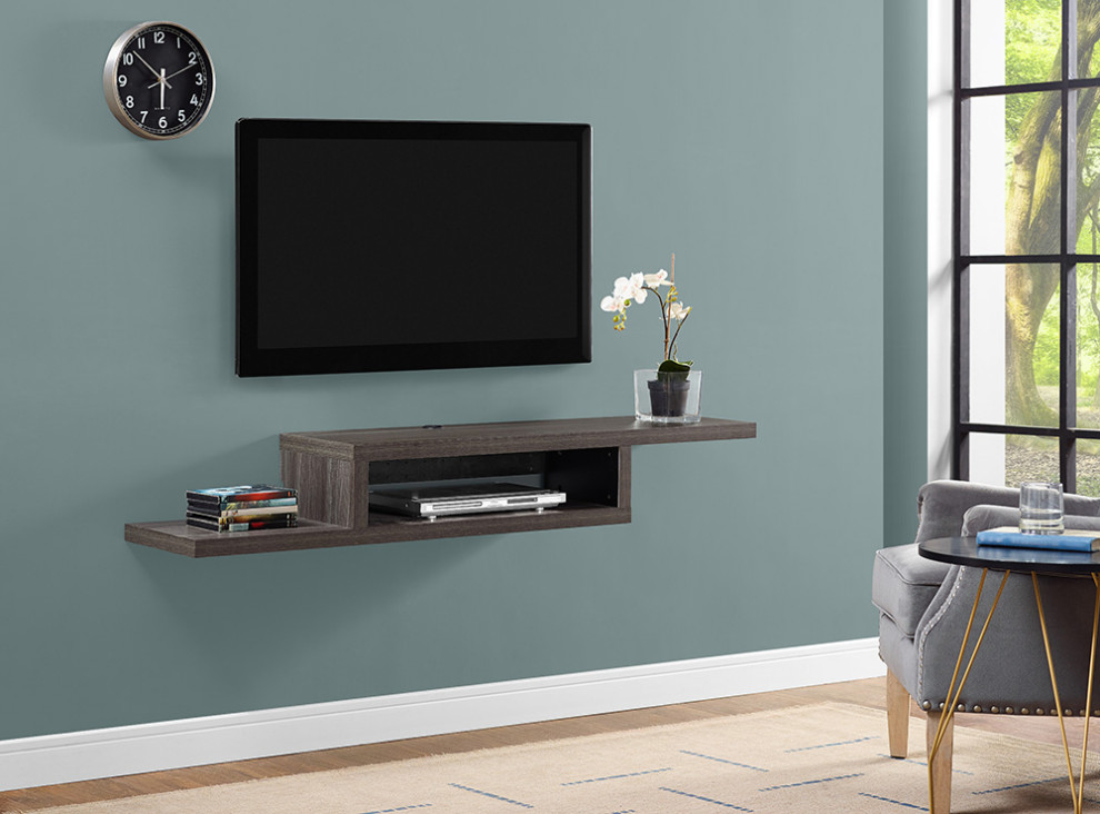 Asymmetrical Wall Mounted TV Console Entertainment Center Wall Decor 60 inch   Transitional   Entertainment Centers And Tv Stands   by Martin Furniture  Houzz