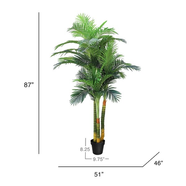 7.25ft Deluxe Real Touch Artificial Areca Palm Tree Tropical Plant in Black Pot