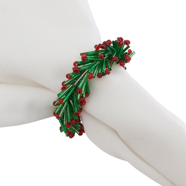 Beaded Napkin Rings With Wreath Design (Set of 4)