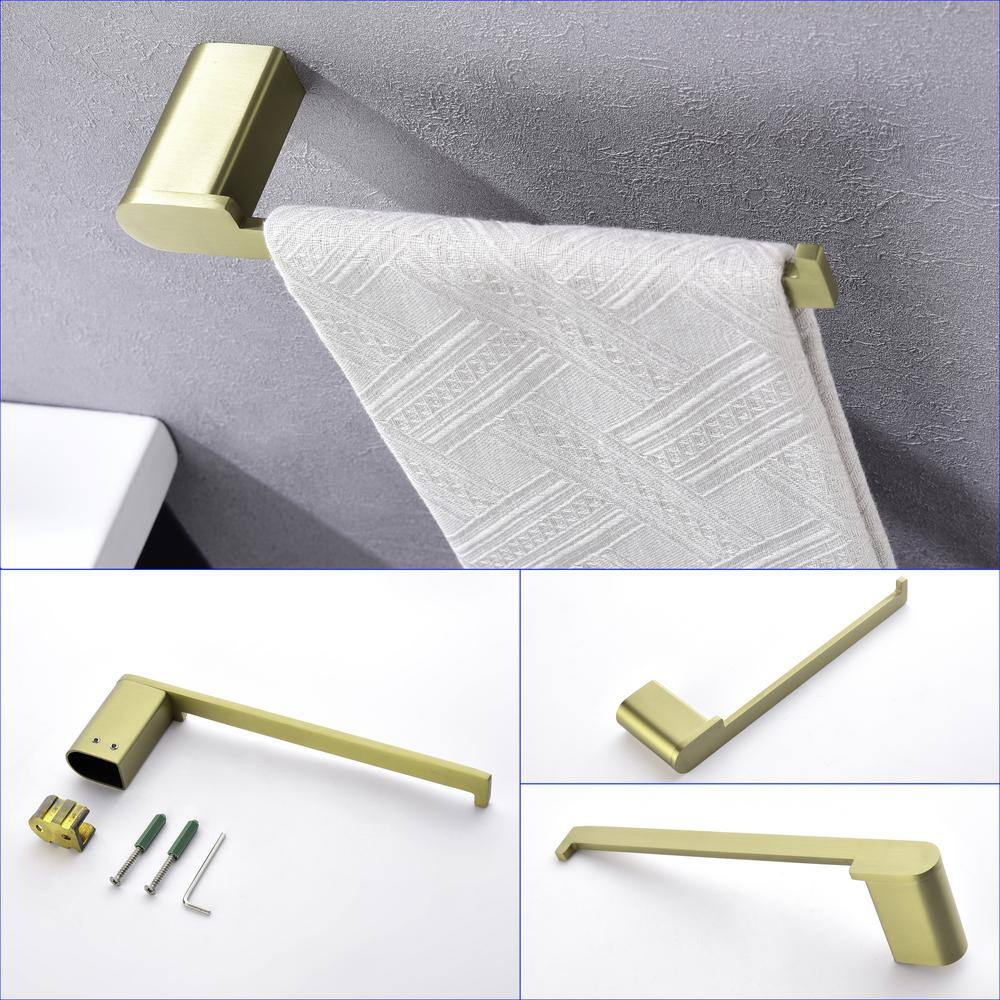 Boyel Living 4-Piece Bath Accessory Set with Towel Bar Towel Robe Hook Toilet Roll Paper Holder Hand Tower Holder in Brushed Gold SMD-59000BG