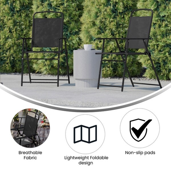 Set of 2 AllWeather Textilene Patio Sling Chairs with Armrests