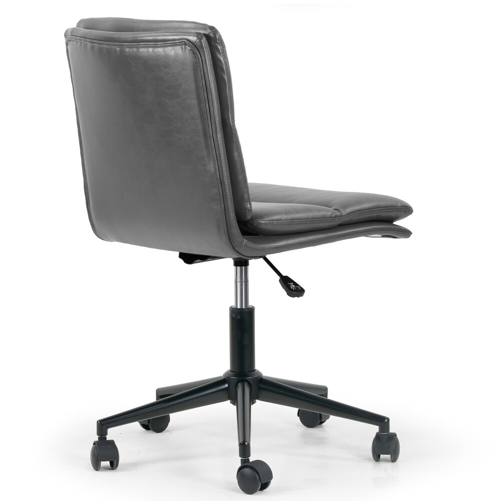 Avak Grey Faux Leather Adjustable Height Swivel Office Chair