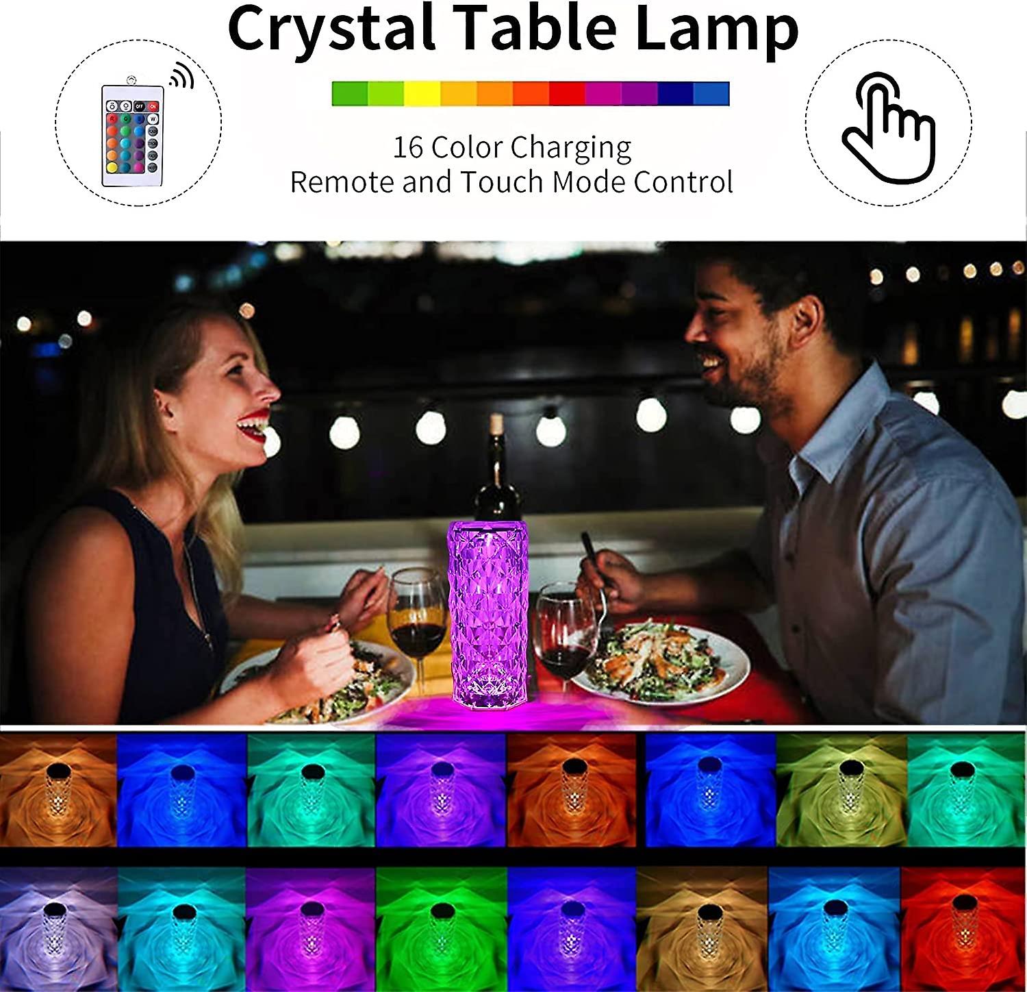 Crystal Table Lamps Rose Light Projector 16 Colors Changing Touch Remote Control Adjustable Romantic Diamond Atmosphere Lights