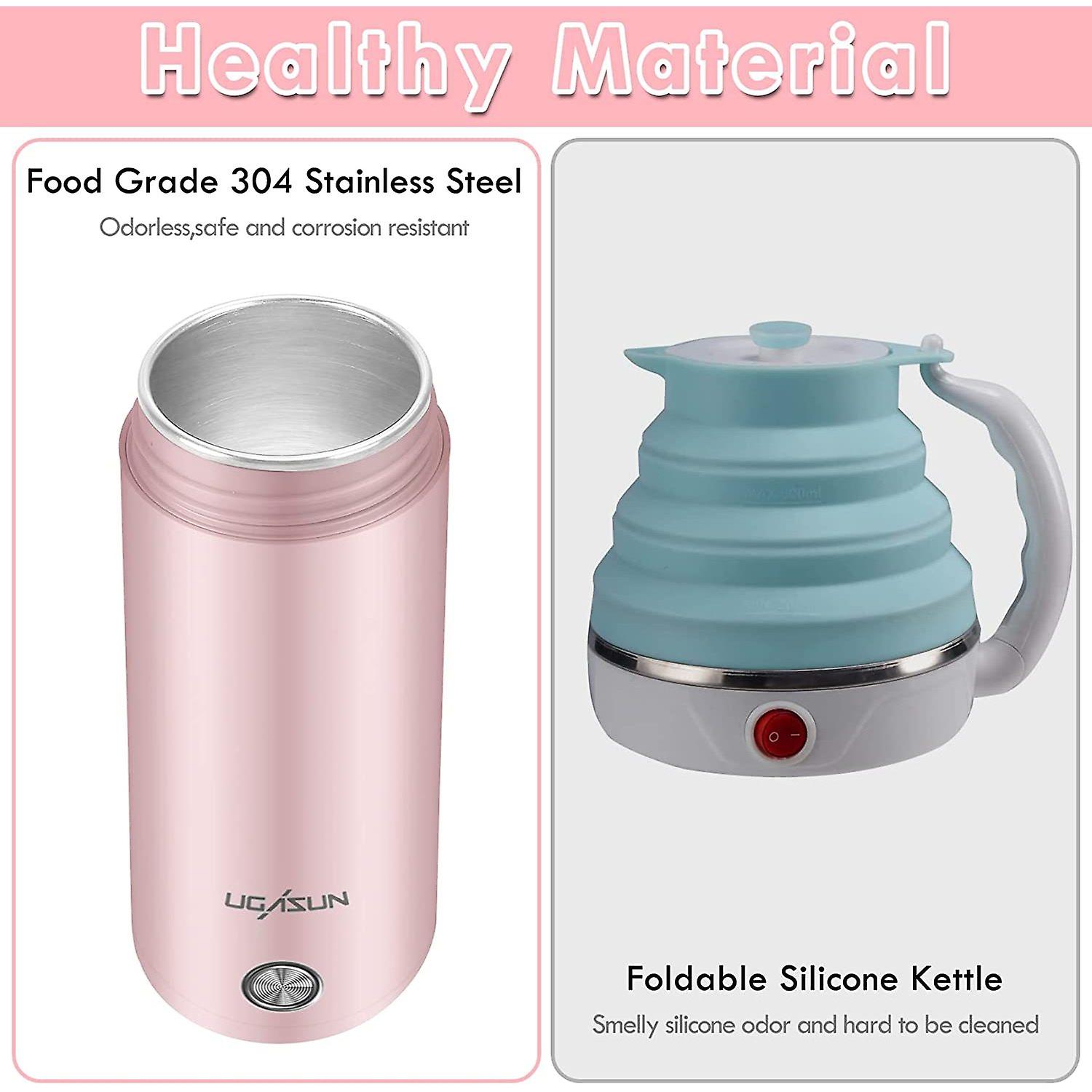 Electric Thermos，400ml Small Electric Kettle，portable Travel Kettle，small Water Boiler，mini Fast Boil And Auto Shut Off Water Kettle Warmer，double Wal