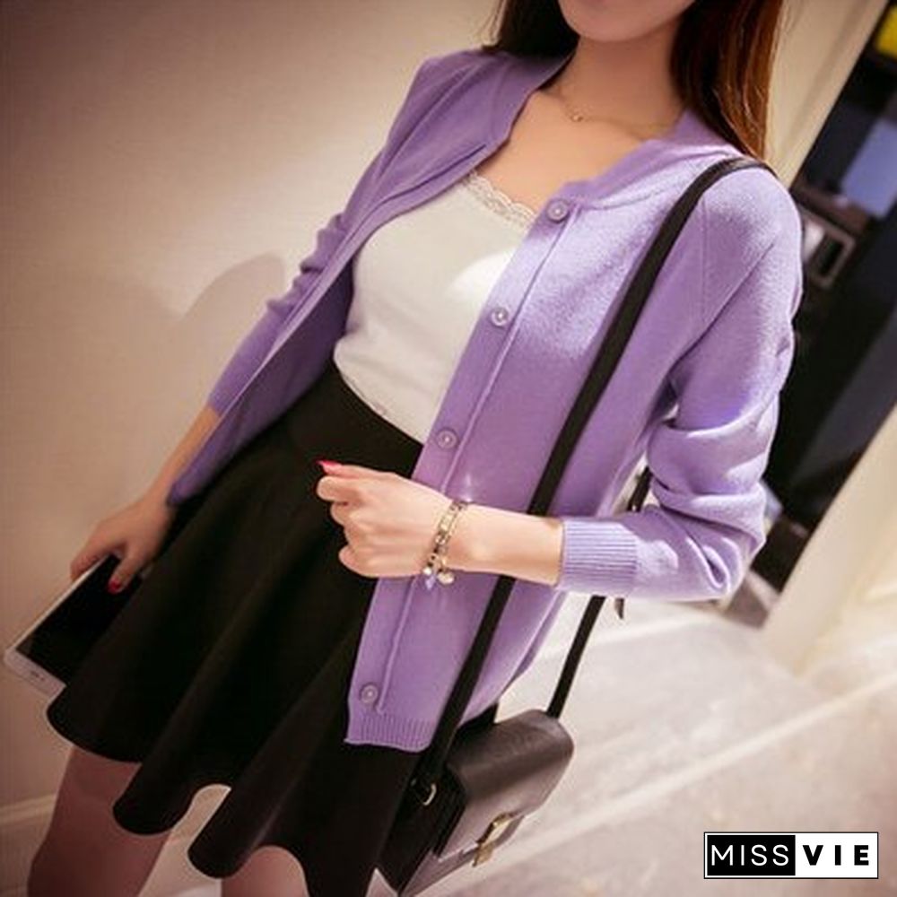 New Spring Autumn Winter Jacket Coat Primer Knit Cardigan 11 Color Female Cardigan Autumn Dress Sweater