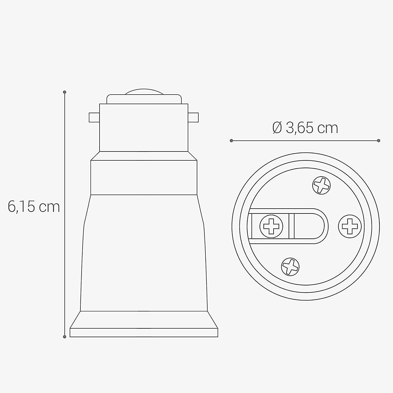 4x Socket Adapter - B22 To E27 Socket Converter - Bayonet Base Lamp Holder Adapter For Halogen Led Bulb