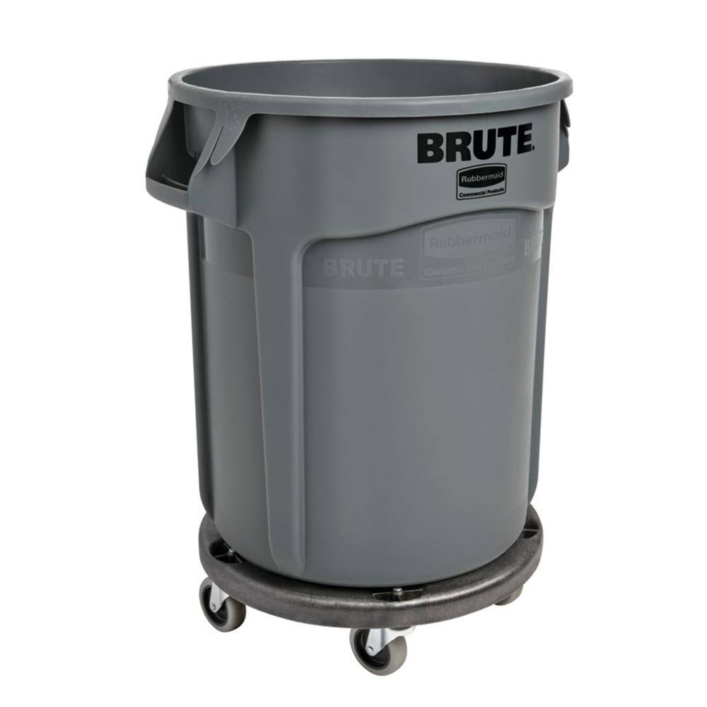 Rubbermaid Commercial Products Brute Trash Can Dolly with Brute 44 Gal. Trash Can 2031187-BD