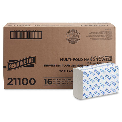 Genuine Joe 21100 White Multifold Paper Towels | 9 4