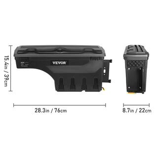 VEVOR 28 in. ABS Truck Bed Storage Box 6.6Gal. Passenger Side Truck Tool Box with Password Padlock for Ford F150 2015-20Black KCLJGFORDF150ENS8V0