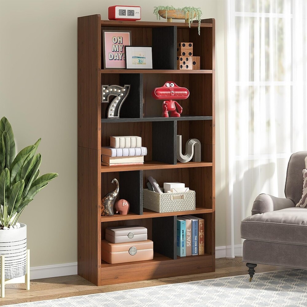 72 Inch Tall Bookcase  6 Tier Cube Bookshelf Storage Organizer for Home Office  Library