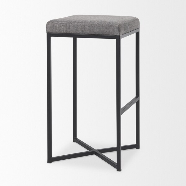 Frodo Grey Fabric w/ Black Iron Frame Bar Stool - 16.5