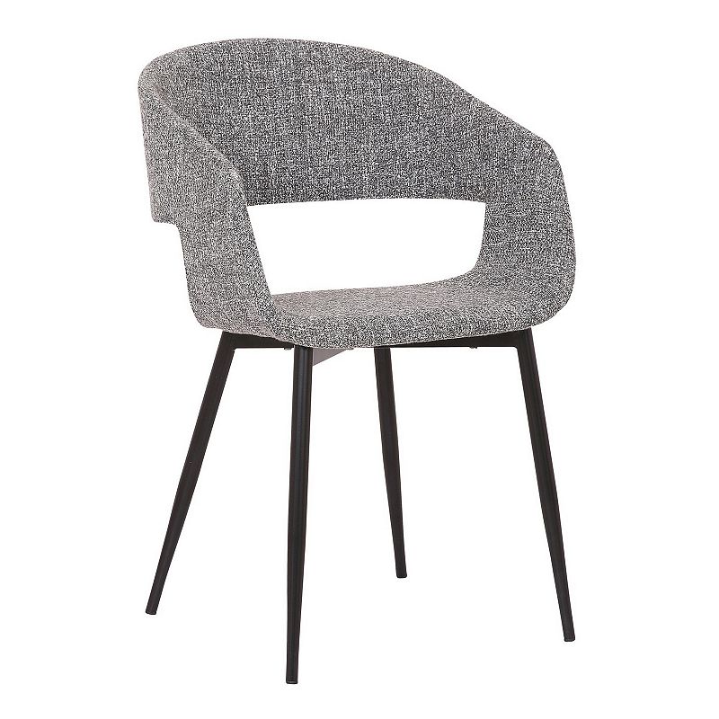 Upholstered Open Back Dining Accent Chair with Metal Angled Legs， Gray