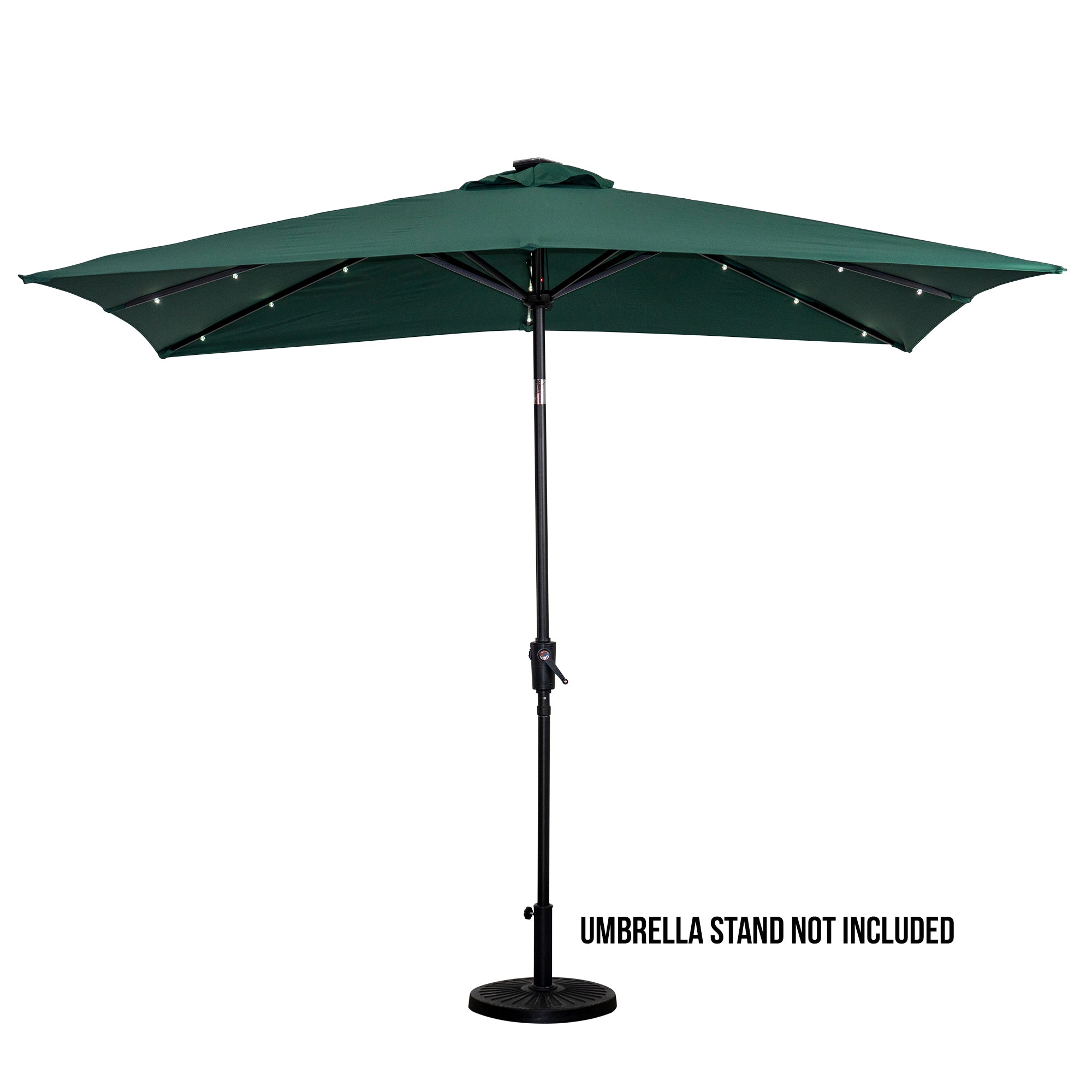 SunRay 9' x 7' Rectangular Patio LED Umbrella Solar Powered w/Crank & Tilt Outdoor Umbrella, Grey