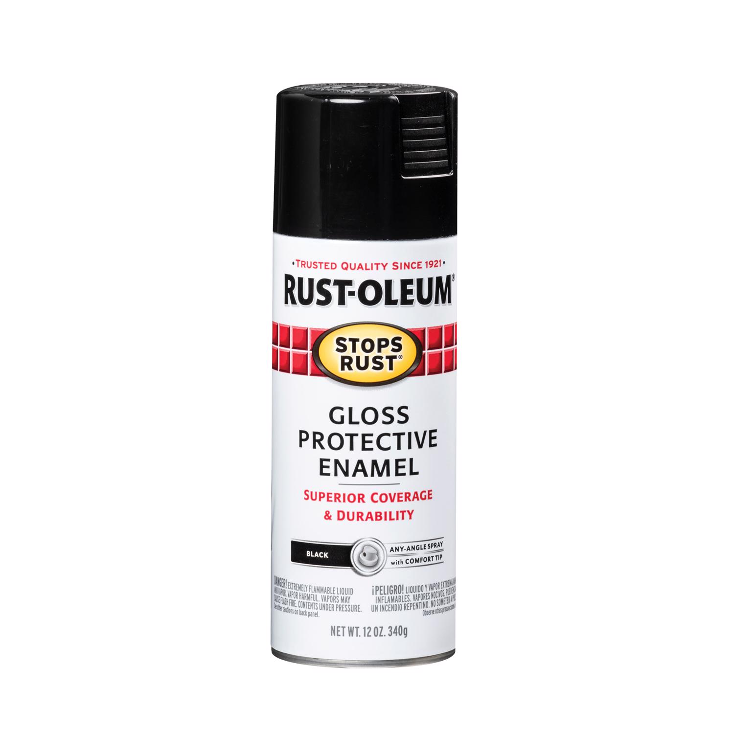 Rust-Oleum Stops Rust Gloss Black Spray Paint 12 oz