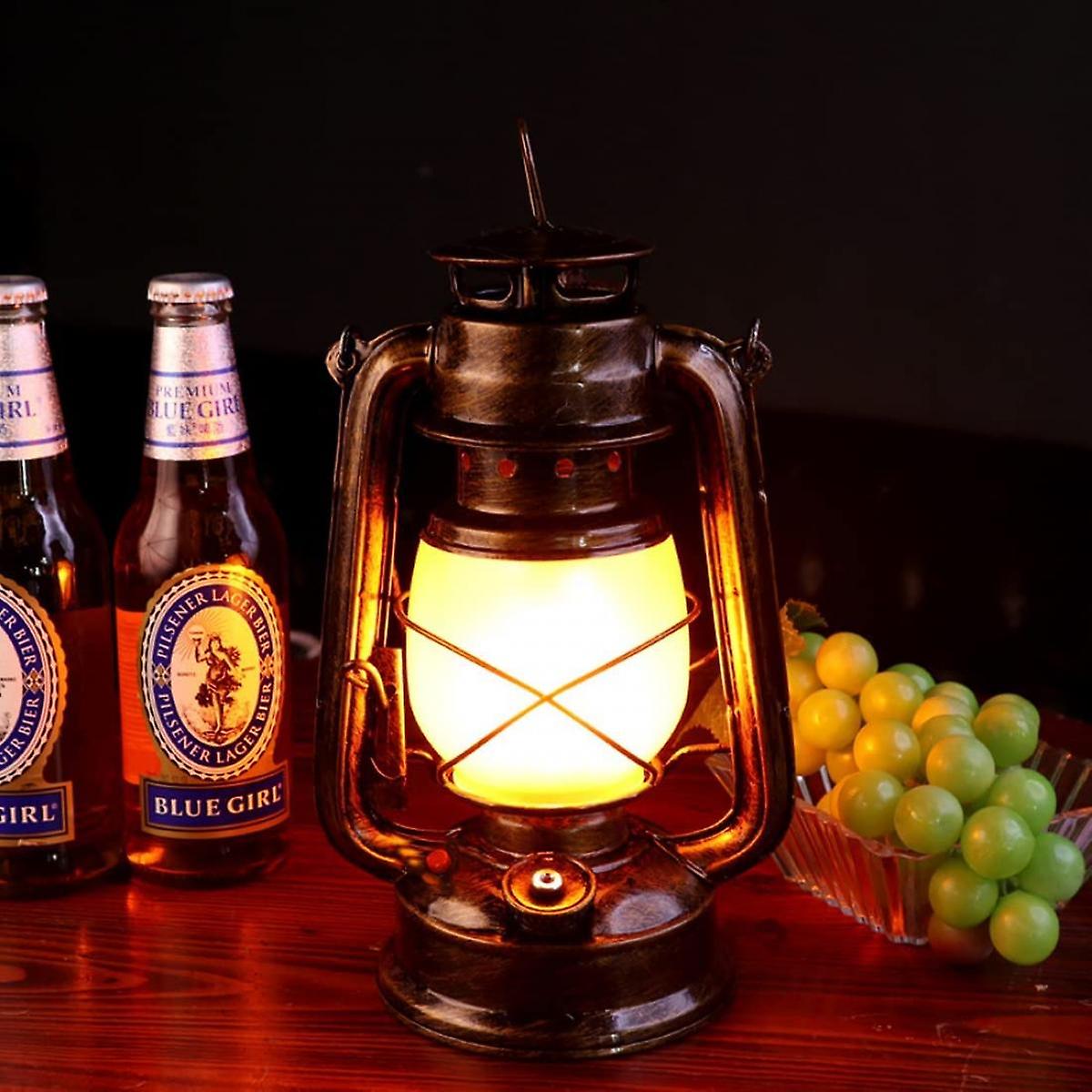 Vintage Lamp Rechargeable Led Battery Camping Lantern Retro Lamp Outdoor Cordless Table Lamp Realistic Flame Light Hanging Oil Lamp