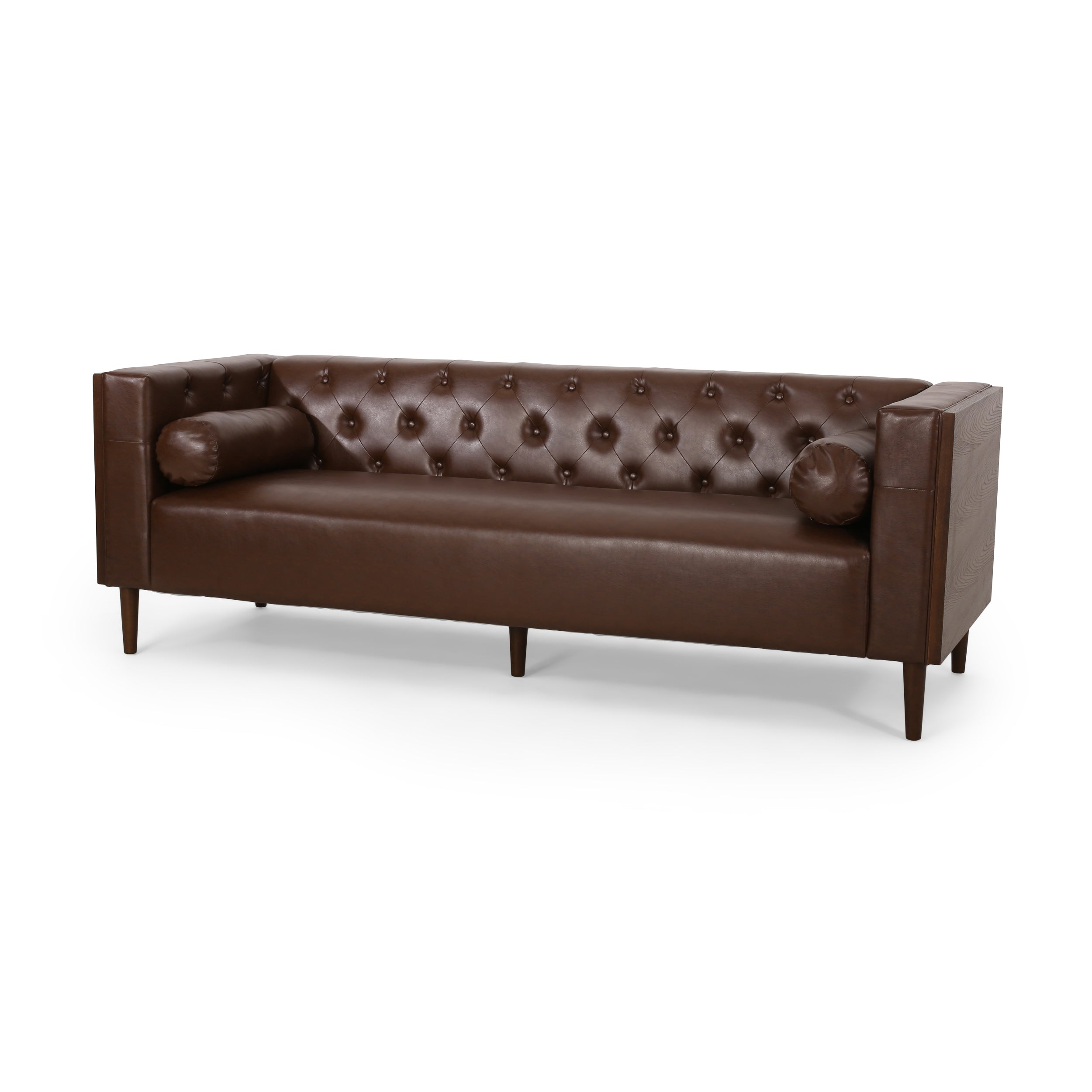 Neilan Contemporary Tufted Deep Seated Sofa with Accent Pillows