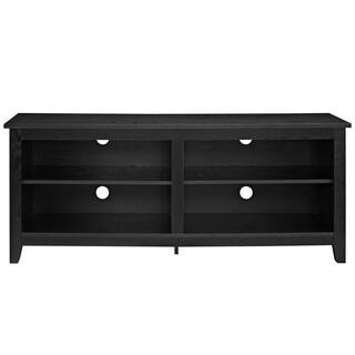 Walker Edison Furniture Company Columbus 58 in. Black MDF TV Stand 60 in. with Adjustable Shelves HD58CSPBL