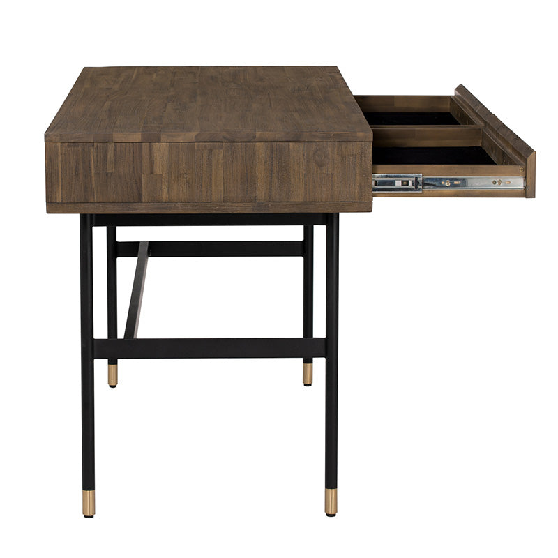 HAMILTON Study Desk Solid Acacia Wood 140cm - Toffee