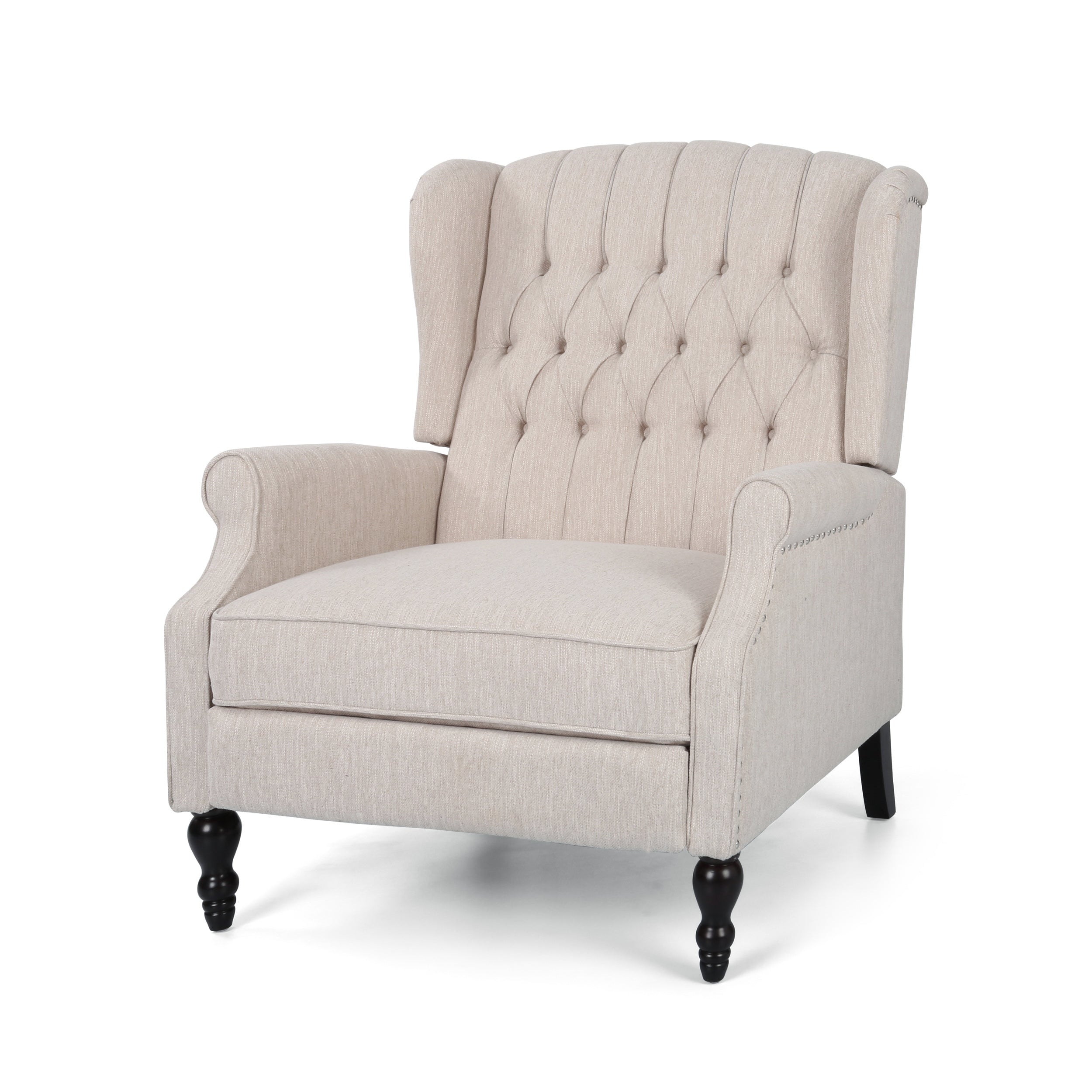 Salome Oversized Tufted Wingback Fabric Push Back Recliner