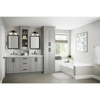 Hampton Bay Designer Series Elgin Assembled 18x34.5x23.75 in. Dual Pull Out Trash Can Base Kitchen Cabinet in Heron Gray BWD18-ELGR