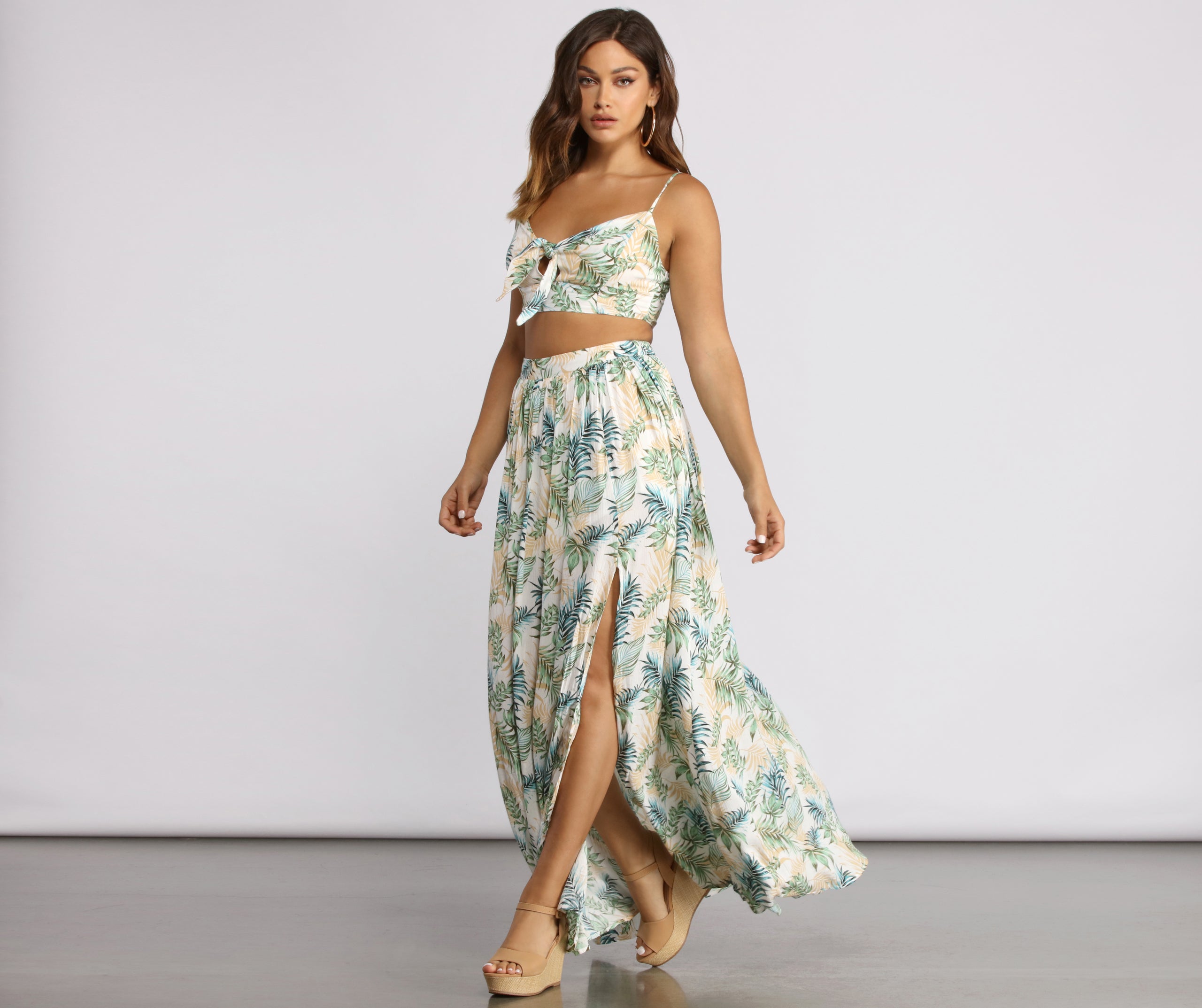 Tropical Babe High Slit Maxi Skirt