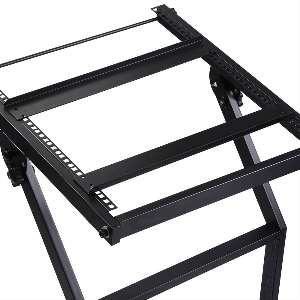 Yescom 19in 16U Stage Rolling Audio Mixer Stand Rack Cart w/ 4 Poles