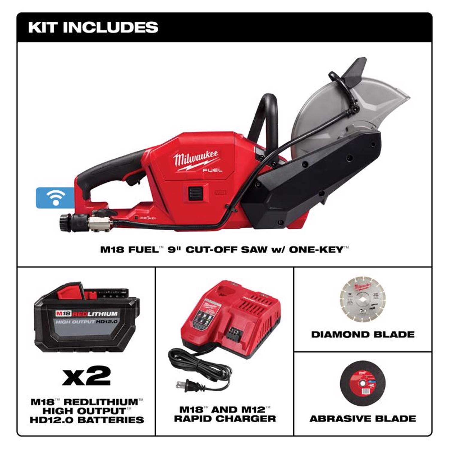 MW M18 FUEL 18 V 9 in. Cordless Brushless Cut-Off Saw Kit (Battery \u0026 Charger)