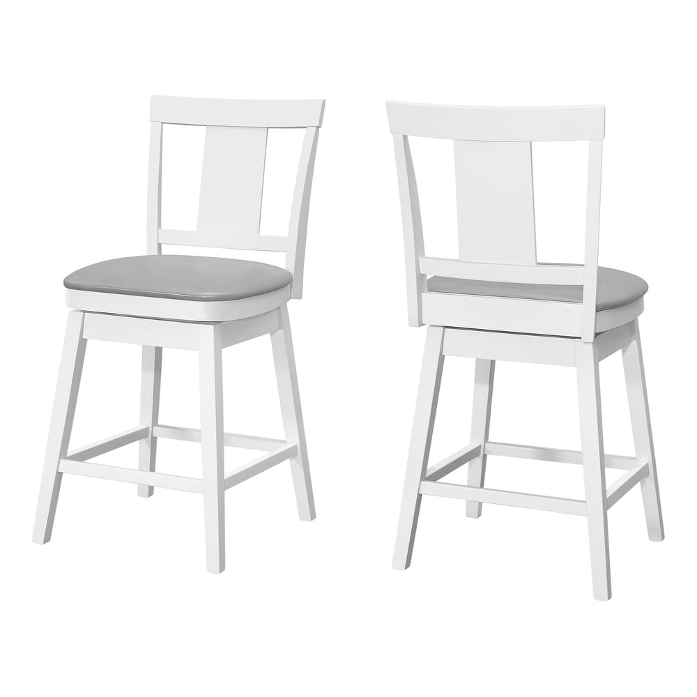 Bar Stool  Set Of 2  Swivel  Counter Height  Kitchen  Wood  Pu Leather Look  Transitional   19.75\