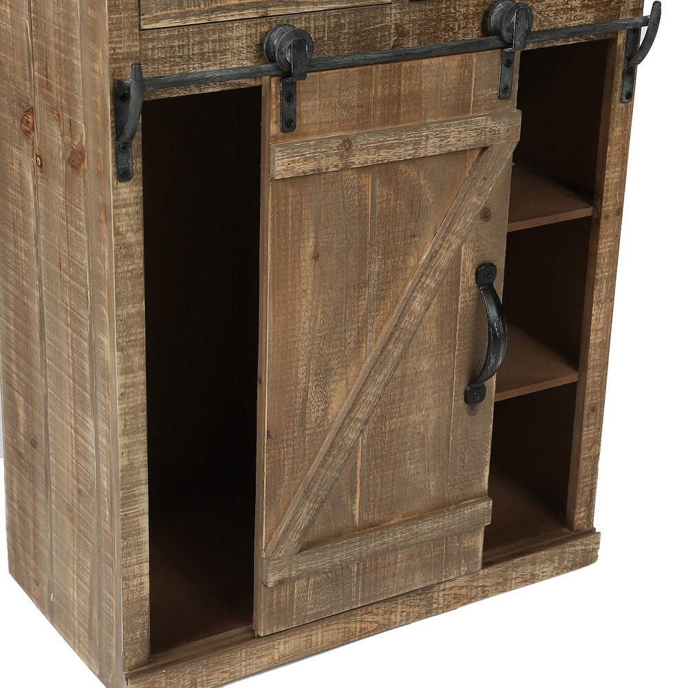 Brown Rustic Sliding Barn Door Storage Cabinet   31.8\