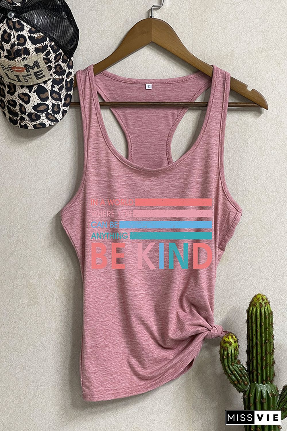 Be Kind Printed Sleeveless Tank Top Wholesale