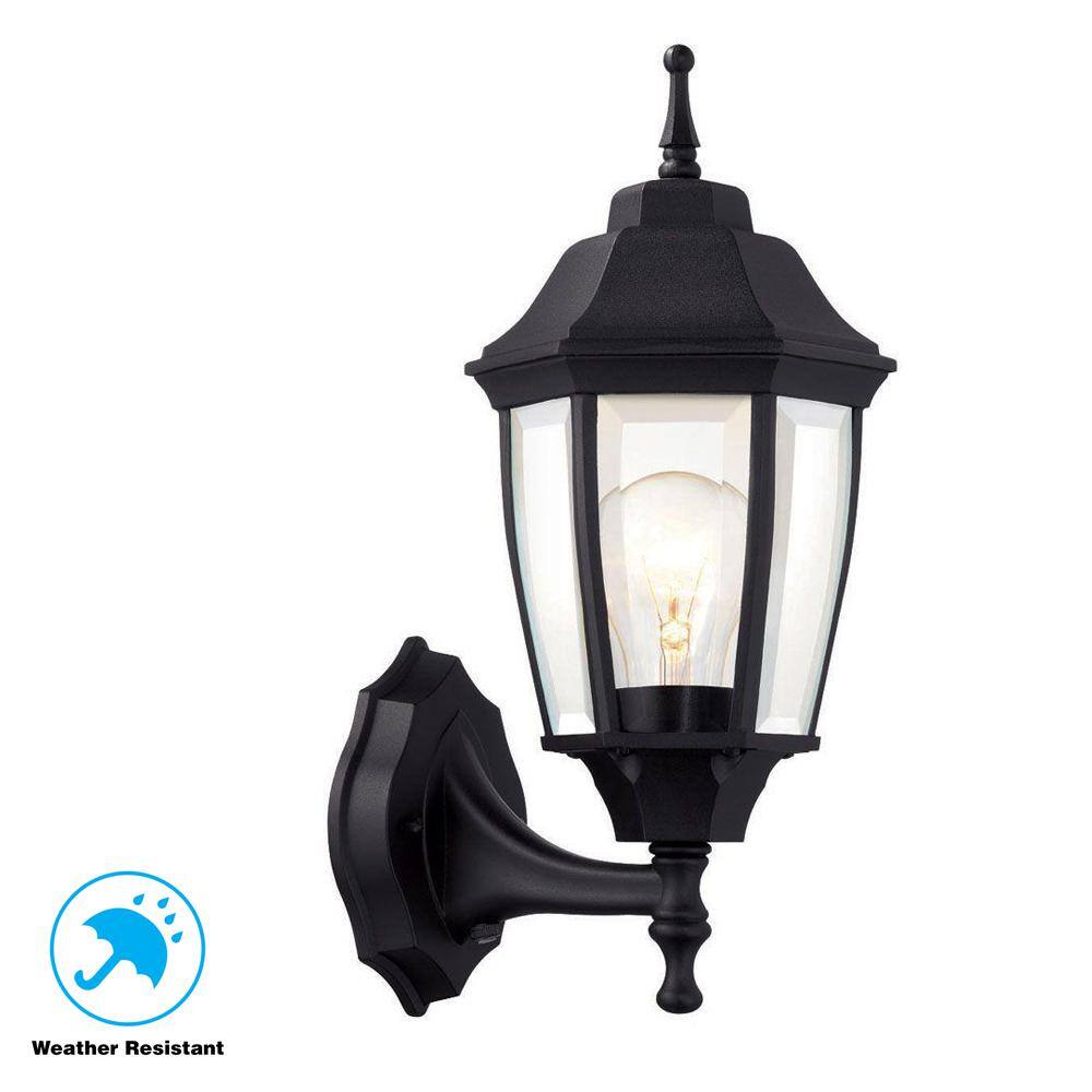 Hampton Bay 14.5 in. Black Dusk to Dawn Decorative Outdoor Wall Lantern G14796-BK