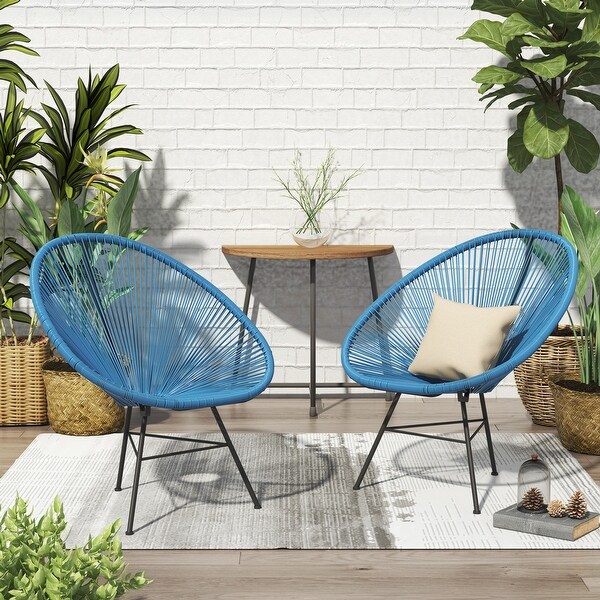 Corvus Sarcelles Acapulco Modern Wicker Bistro Chairs(Set of 2)