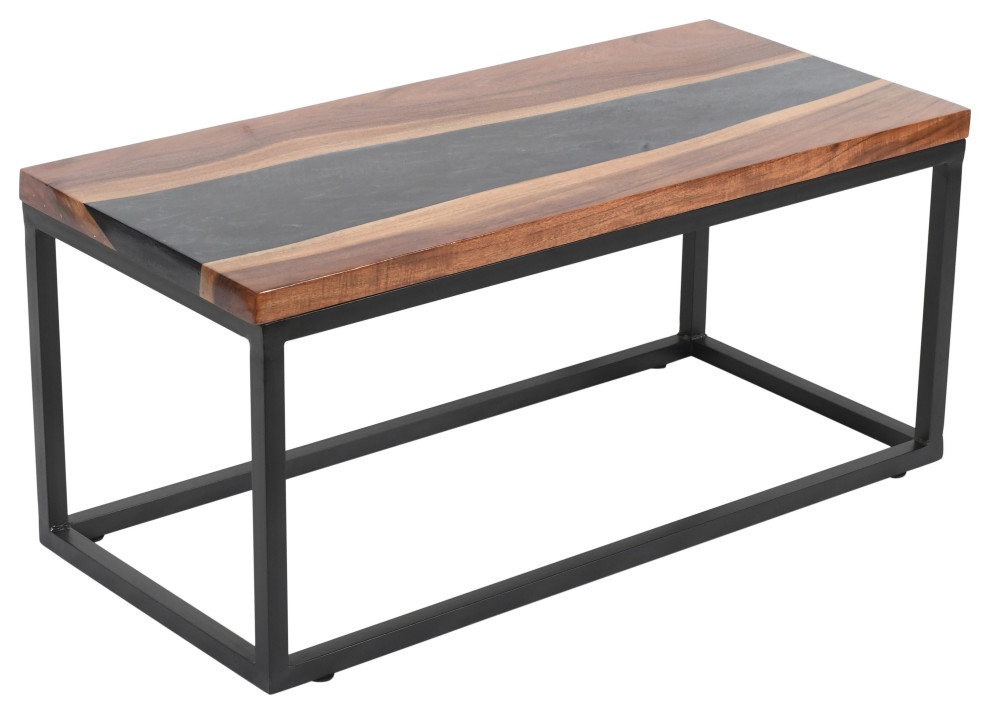 Iron Acacia Epoxy Top Coffee Table   Industrial   Coffee Tables   by SeventhStaRetail  Houzz