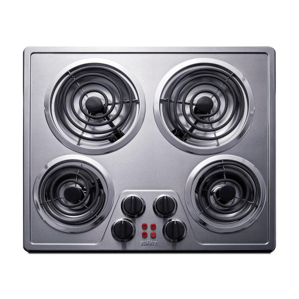 Summit Appliance 24 in Coil Top Electric Cooktop in Stainless Steel with 4 Elements