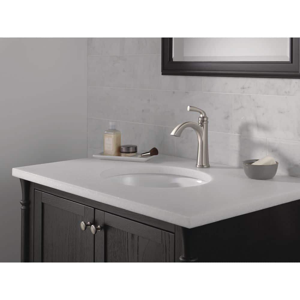 Delta Geist 4 in Centerset 1Handle Bathroom Faucet in Spotshield Brushed Nickel