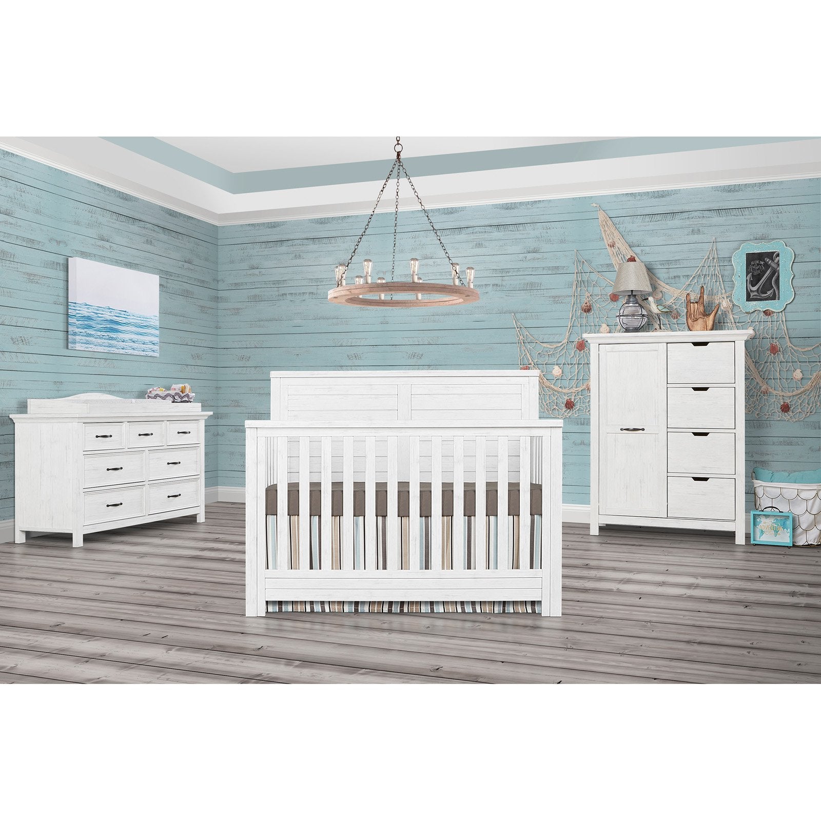 Evolur Belmar Flat 5-in-1 Convertible Crib - Rustic Grey