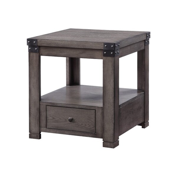 One Drawer Wooden End Table in Ash Gray Finish