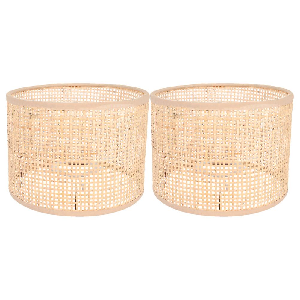 2pcs Woven Rattan Chandelier Lamp Cover Hallow Floor Light Cover Rustic Style Lamp Cover