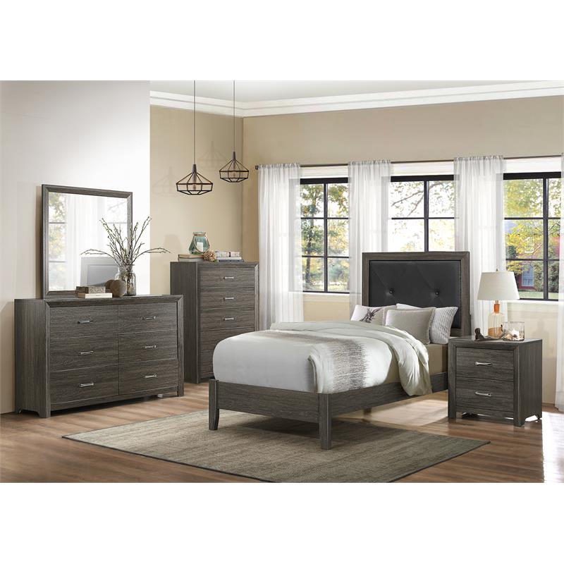 Lexicon Edina 6-Drawers Contemporary Wood Dresser in Dark Gray