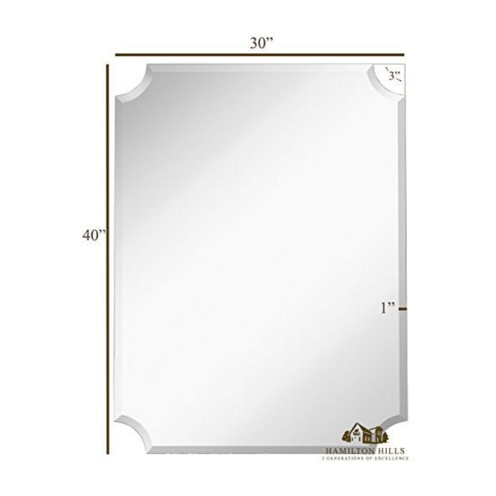 Large Beveled Scalloped Edge Rectangular Wall Mirror (30