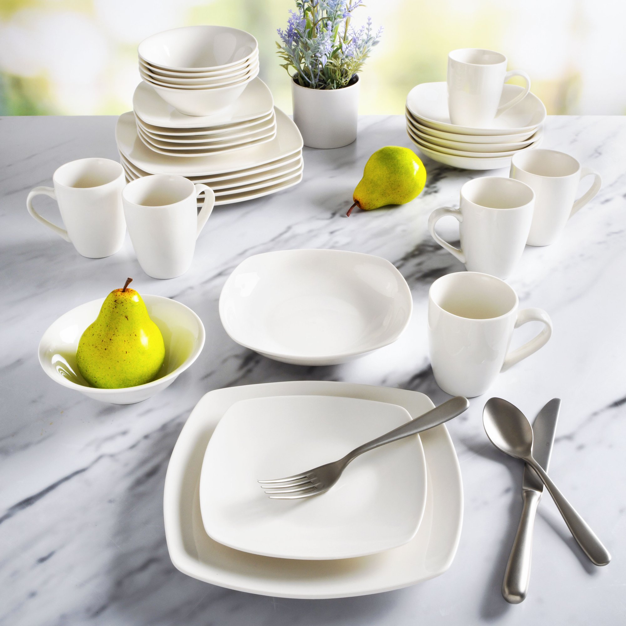 Gibson Home Liberty Hill 30-Piece Dinnerware Set， White