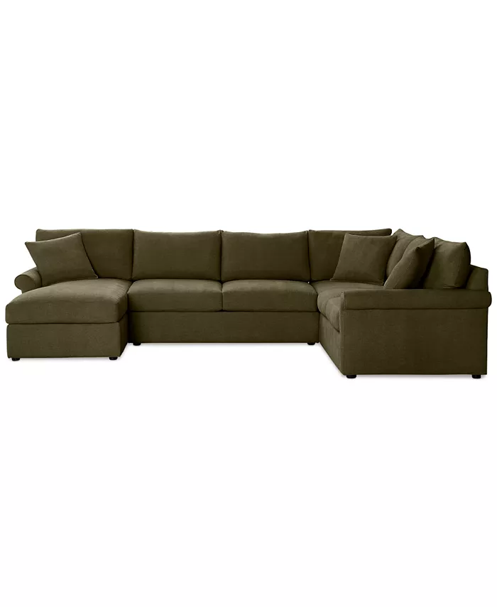 Furniture Wrenley 138 3-Pc. Fabric Sectional Chaise Sleeper Sofa