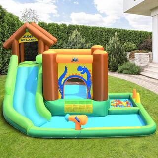 Costway Fabric Inflatable Waterslide Bounce House Climbing Wall without Blower OP70797US