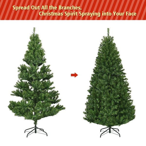 Costway PreLit Artificial Christmas Tree 5Ft Hinged 150 LED Lights