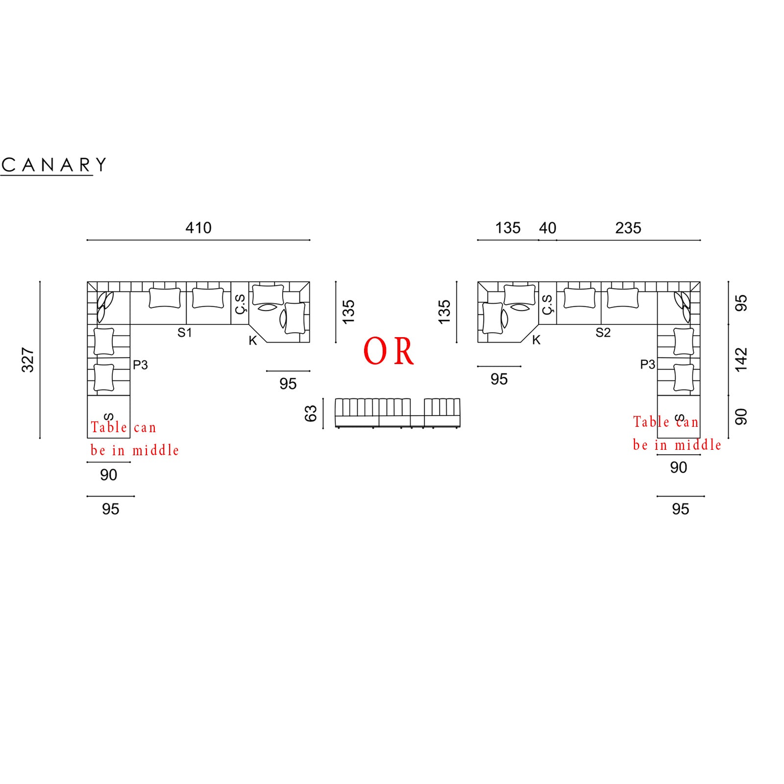 Canary Corner Relax Sofa+ 2 Tables Canary001