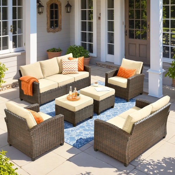 XIZZI Patio Rattan Wicker Furniture Conversation Set