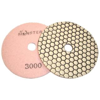 Monster 5 in. Dry Diamond Polishing Pads Set of 8 with Black Buff with Back Holder 5DPDNGSETB