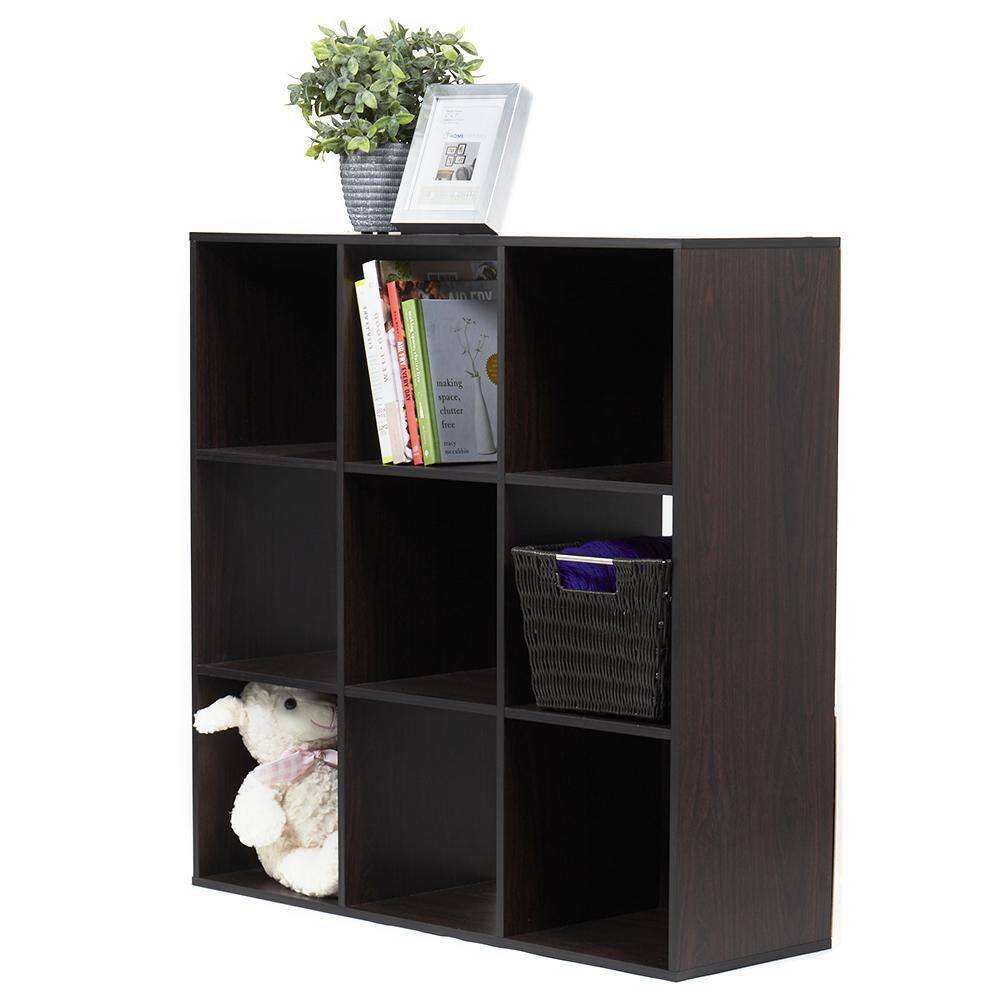 Home Basics Open and Enclosed 9 MDF Cube Organizer Espresso HDC92673